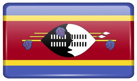 Flags of Swaziland in the form of a magnet on refrigerator with reflections light. Vector illustrationのイラスト素材