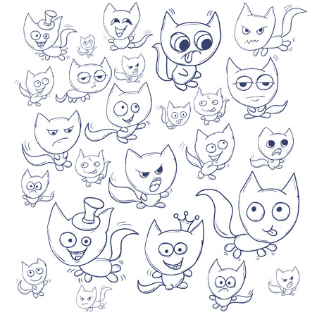 Funny cats contour. Suitable for childrens stories and fairy tales. Vector illustrationのイラスト素材