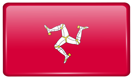Flags of Isle of man in the form of a magnet on refrigerator with reflections light. Vector illustrationのイラスト素材