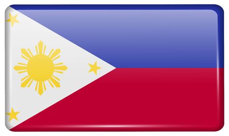 Flags of Philippiines in the form of a magnet on refrigerator with reflections light. Vector illustrationのイラスト素材