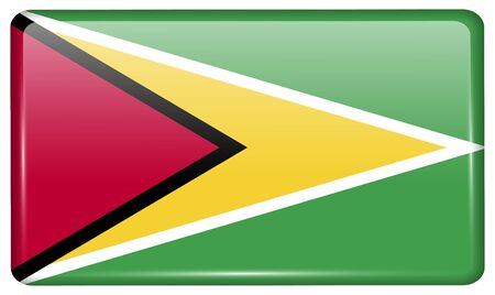 Flags of Guyana in the form of a magnet on refrigerator with reflections light. Vector illustrationのイラスト素材