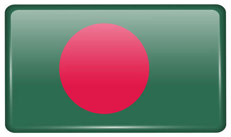 Flags of Bangladesh in the form of a magnet on refrigerator with reflections light. Vector illustrationのイラスト素材