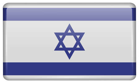 Flags of Israel in the form of a magnet on refrigerator with reflections light. Vector illustrationのイラスト素材