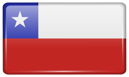 Flags of Chile in the form of a magnet on refrigerator with reflections light. Vector illustrationのイラスト素材