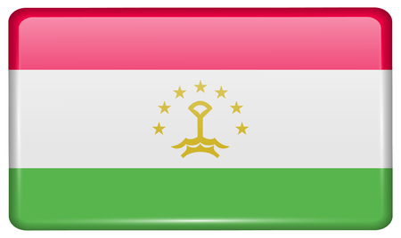 Flags of Tajikistan in the form of a magnet on refrigerator with reflections light. Vector illustrationのイラスト素材