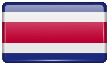 Flags of Costa Rica in the form of a magnet on refrigerator with reflections light. Vector illustrationのイラスト素材