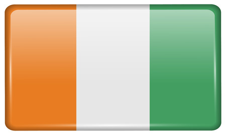 Flags of Cote dlvoire in the form of a magnet on refrigerator with reflections light. Vector illustrationのイラスト素材