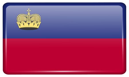 Flags of Liechtenstein in the form of a magnet on refrigerator with reflections light. Vector illustration Flags of Liechtenstein in the form of a magnet on refrigerator with reflections light. Vector illustration