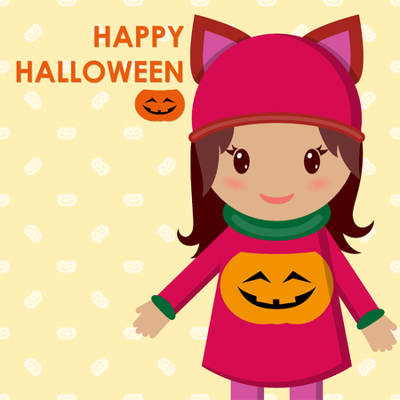 Cute little girl on a Halloween customeのイラスト素材