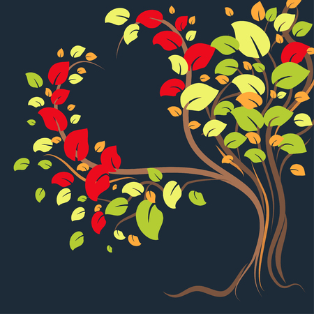 A beautiful lonely tree with colorful leavesのイラスト素材
