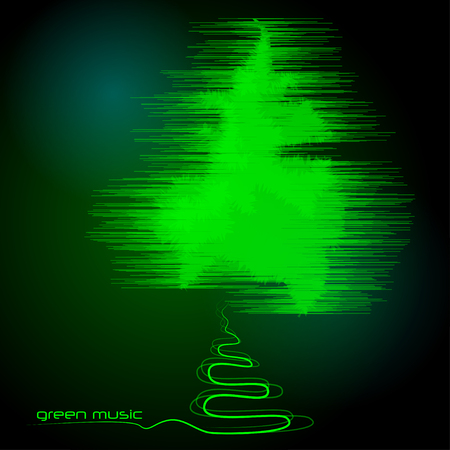 Abstract green tree on a black background. Vector illustrationのイラスト素材