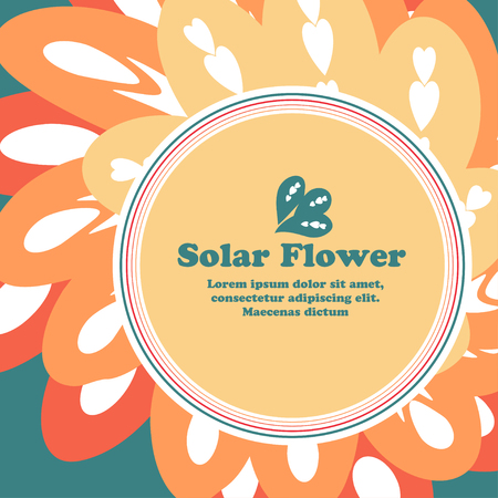 sun in the form of a flower on a background with space for text. Vector illustrationのイラスト素材