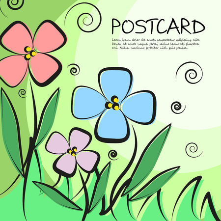 A greeting card with flowers for congratulations and a place for text. Vector illustrationのイラスト素材