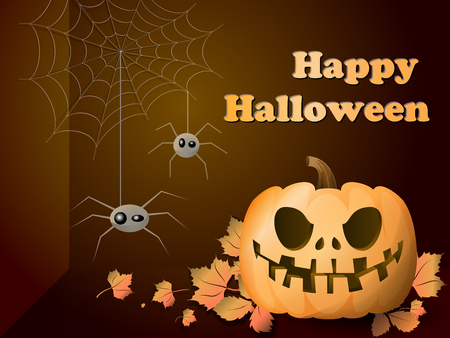 Bright background for a holiday of halloween. With an inscription on the center. Vector illustrationのイラスト素材