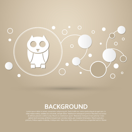 Cute owl cartoon character icon on a brown background with elegant style and modern design infographic. Vector illustrationのイラスト素材