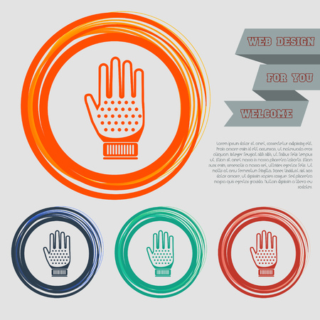 gloves icon on the red, blue, green, orange buttons for your website and design with space text. Vector illustrationのイラスト素材