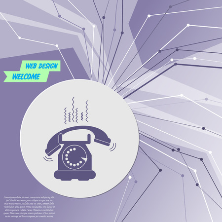 Phone Icon on purple abstract modern background. The lines in all directions. With room for your advertising. Vector illustrationのイラスト素材