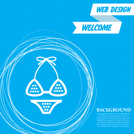 Underwear, bikini icon on a blue background with abstract circles around and place for your text. Vector illustrationのイラスト素材