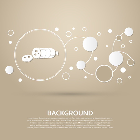 Smoked sausage sliced Icon on a brown background with elegant style and modern design infographic. Vector illustrationのイラスト素材