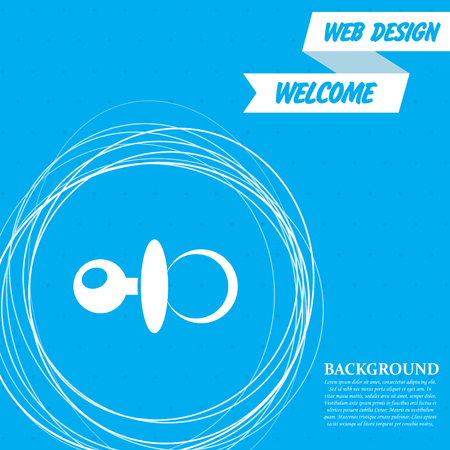baby pacifier icon on a blue background with abstract circles around and place for your text. Vector illustrationのイラスト素材