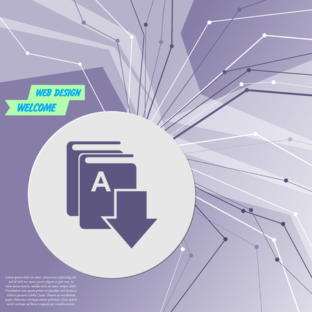 Book download, e-book icon on purple abstract modern background. The lines in all directions. With room for your advertising. Vector illustrationのイラスト素材