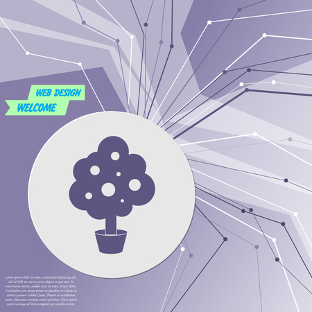 Tree Icon on purple abstract modern background. The lines in all directions. With room for your advertising. Vector illustration.のイラスト素材