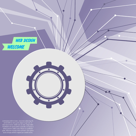 Gear, cog icon on purple abstract modern background. The lines in all directions. With room for your advertising. Vector illustrationのイラスト素材