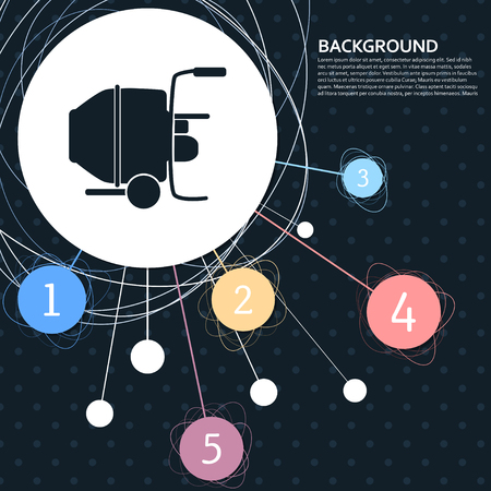 Concrete mixer icon with the background to the point and with infographic style. Vector illustrationのイラスト素材