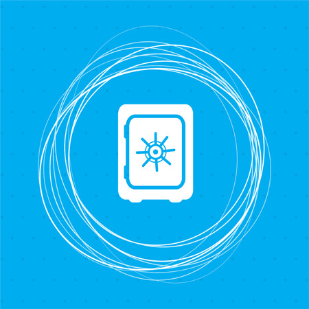 Safe money icon on a blue background with abstract circles around and place for your text. illustrationの写真素材