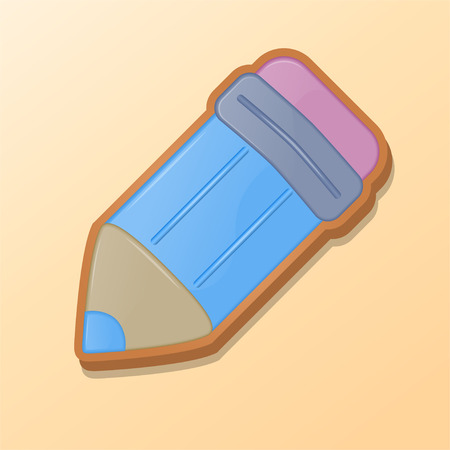 Colorful pencil with an eraser in the form of cookies for your design. illustrationの写真素材