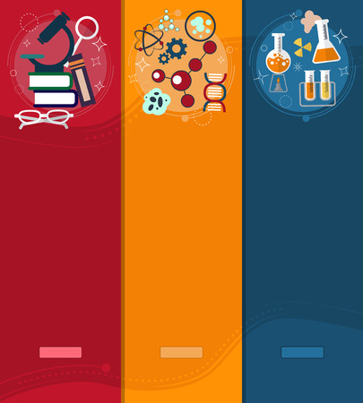 Set of banners chemistry and Physics design elements, symbols, icons. illustrationの写真素材