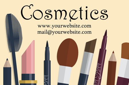 Set of female cosmetics on a table with place for your text. illustrationの写真素材