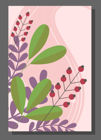 Flyers with abstract leaves and flowers on a beautiful background. It can be used as greeting card or invitation to the wedding. illustrationの写真素材