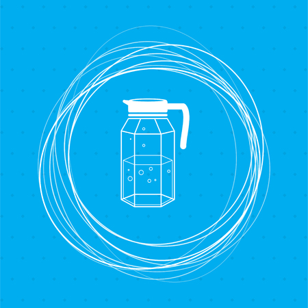 Decanter Icon on a blue background with abstract circles around and place for your text. illustrationの写真素材