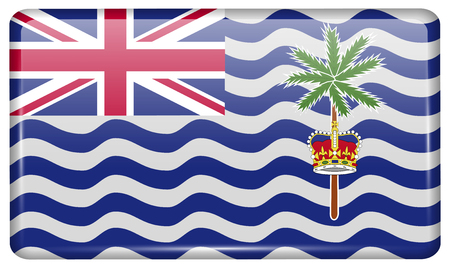 Flags of British Indian Ocean Territory in the form of a magnet on refrigerator with reflections light. illustrationの写真素材