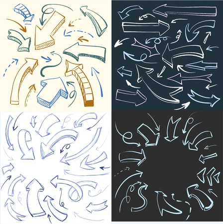 A large set of hand-drawn vintage arrows. Form style. It can be used for website design. illustrationの写真素材