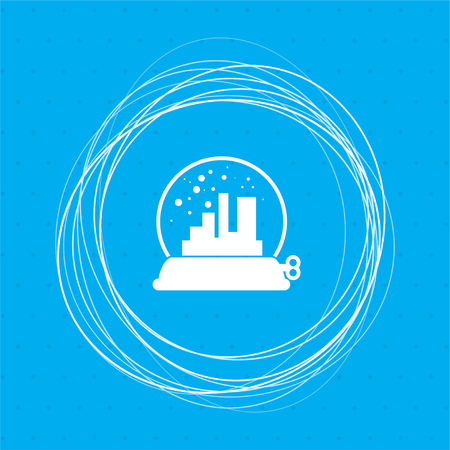 factory icon on a blue background with abstract circles around and place for your text. illustrationの写真素材
