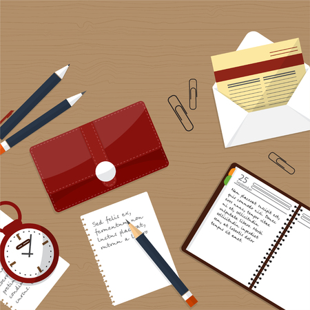 Desktop business woman. Flat style Business. illustrationの写真素材