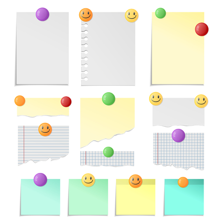 Paper shots are attached with buttons for your records and design. illustrationの写真素材