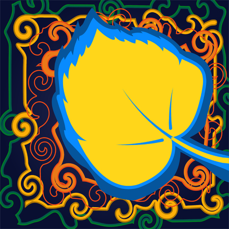 Autumn bright background with yellow leaves and place for your place. Autumn mood. illustrationの写真素材