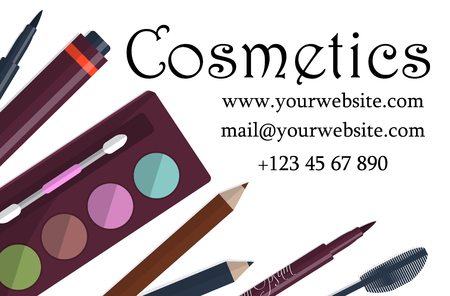 Set of female cosmetics on a table with place for your text. illustrationの写真素材