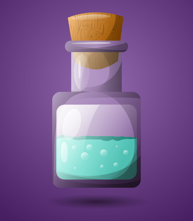 A test tube with a green liquid. For design in games. High speed poison. illustrationの写真素材