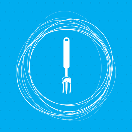 fork icon on a blue background with abstract circles around and place for your text. illustrationの写真素材
