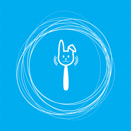 easter rabbit icon on a blue background with abstract circles around and place for your text. illustrationの写真素材