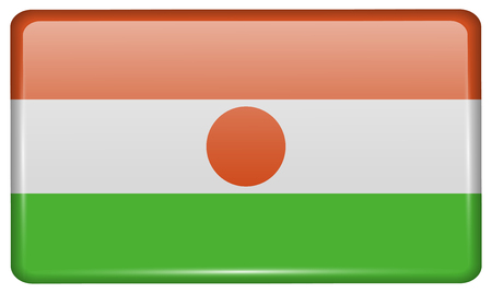 Flags of Niger in the form of a magnet on refrigerator with reflections light. illustrationの写真素材