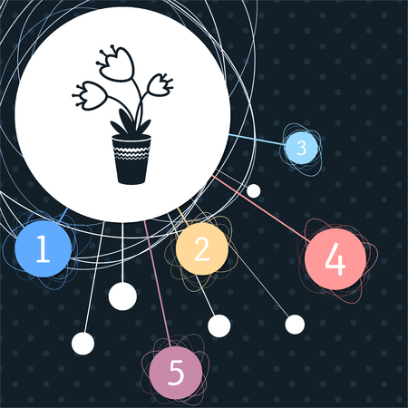 flower icon with the background to the point and with infographic style. illustrationの写真素材