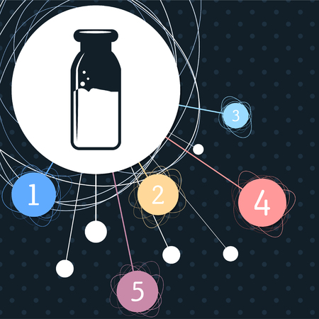traditional bottle of milk icon with the background to the point and with infographic style. illustrationの写真素材