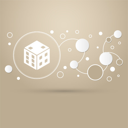 game cube icon on a brown background with elegant style and modern design infographic. illustrationの写真素材