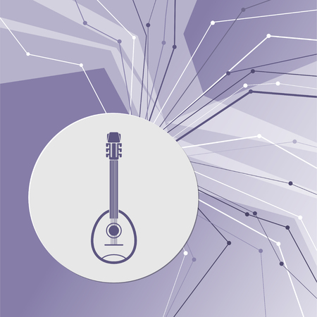Guitar, music instrument icon on purple abstract modern background. The lines in all directions. With room for your advertising. illustrationの写真素材