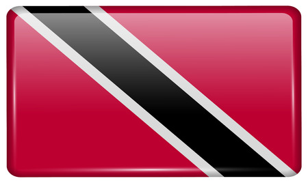 Flags of Trinidad and Tobago in the form of a magnet on refrigerator with reflections light. illustrationの写真素材